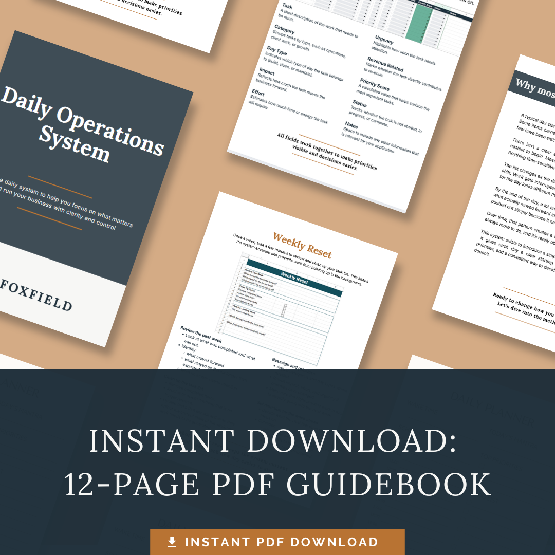 Daily Operating Information Daily Operations System – Foxfield